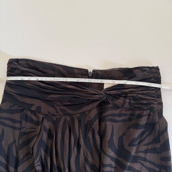 BA&SH Scarlett knee length skirt. Brown Ruffle Zebra Animal Print. Size S - Picture 3 of 8